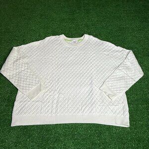 Xhilaration Long Sleeve Crew Neck Quilted Knit Ivory Sweatshirt Plus Size XXL